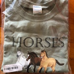 Horses T-shirt Large Gray